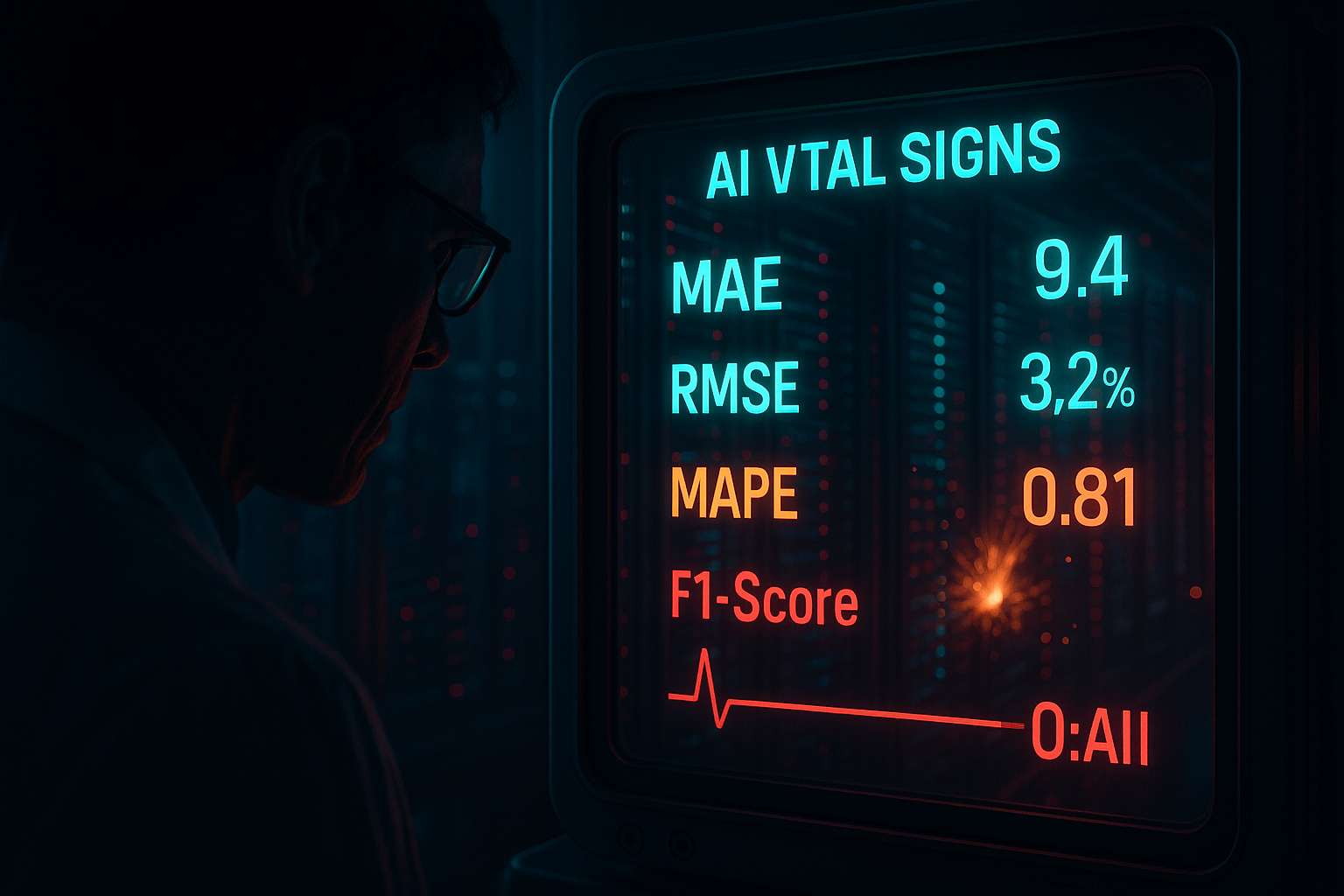 AI system's, vital signs MAE, RMSE, MAPE, F1-Score