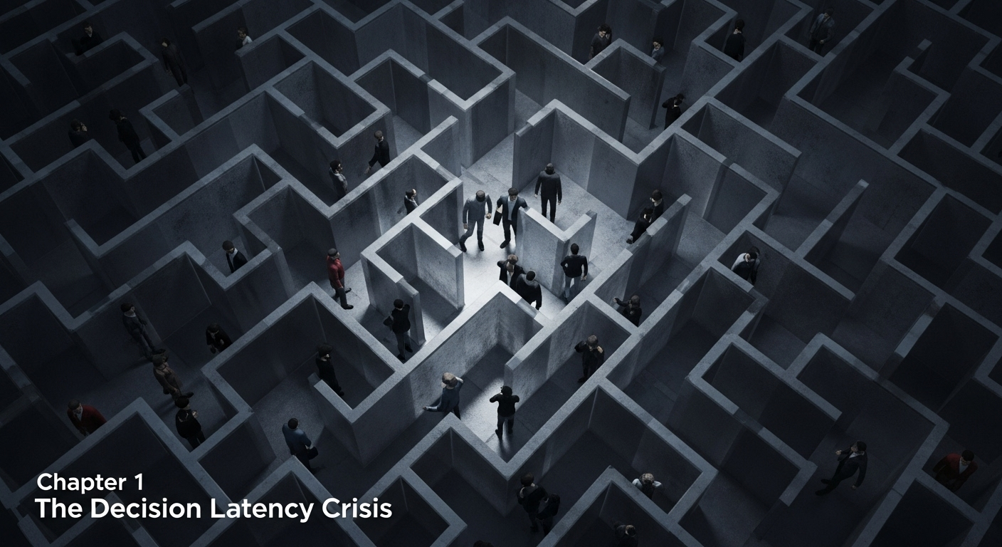 Experts navigating a complex, dark maze, representing the human bottleneck in analytics